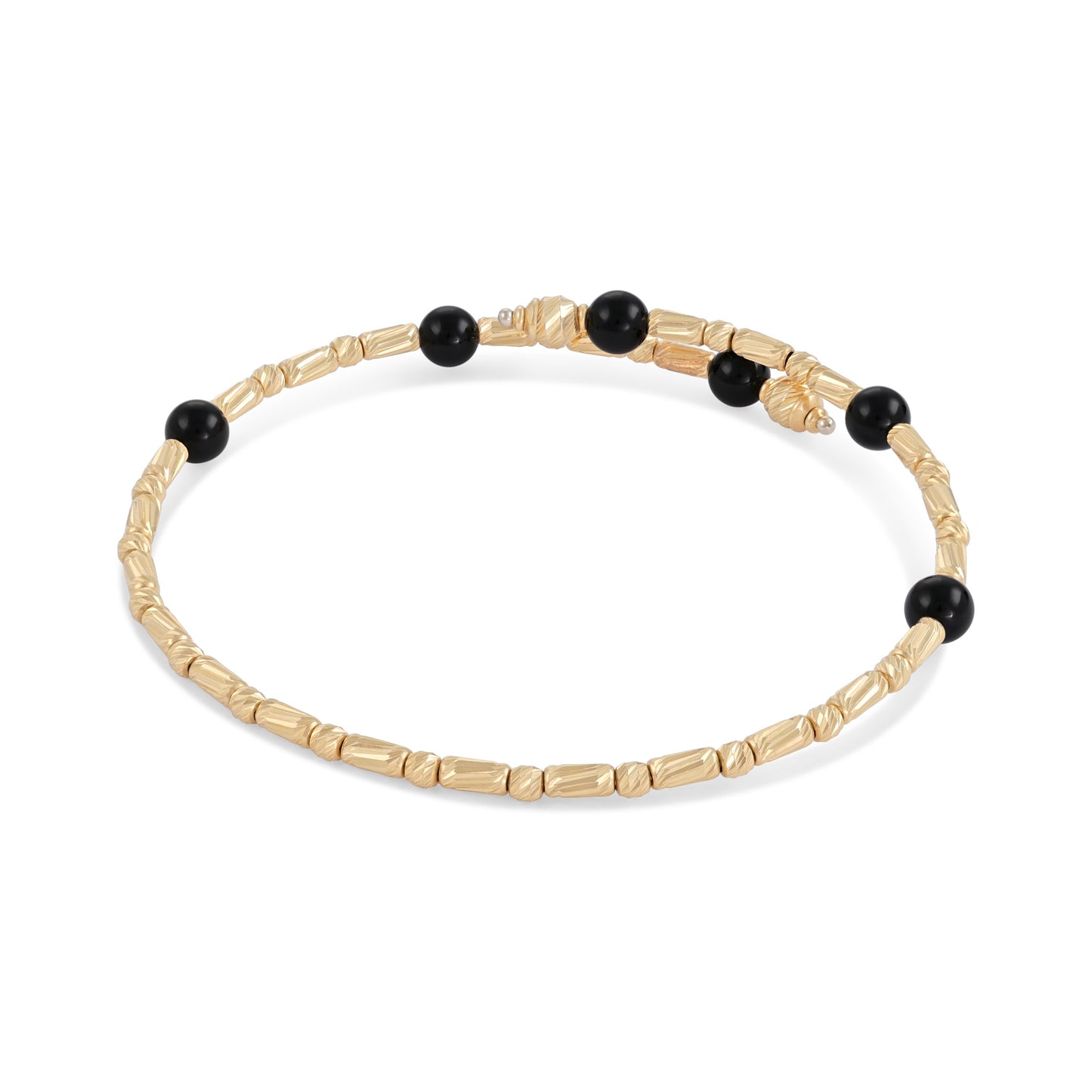 18ct second-hand yellow gold bangle with black stones 02033082