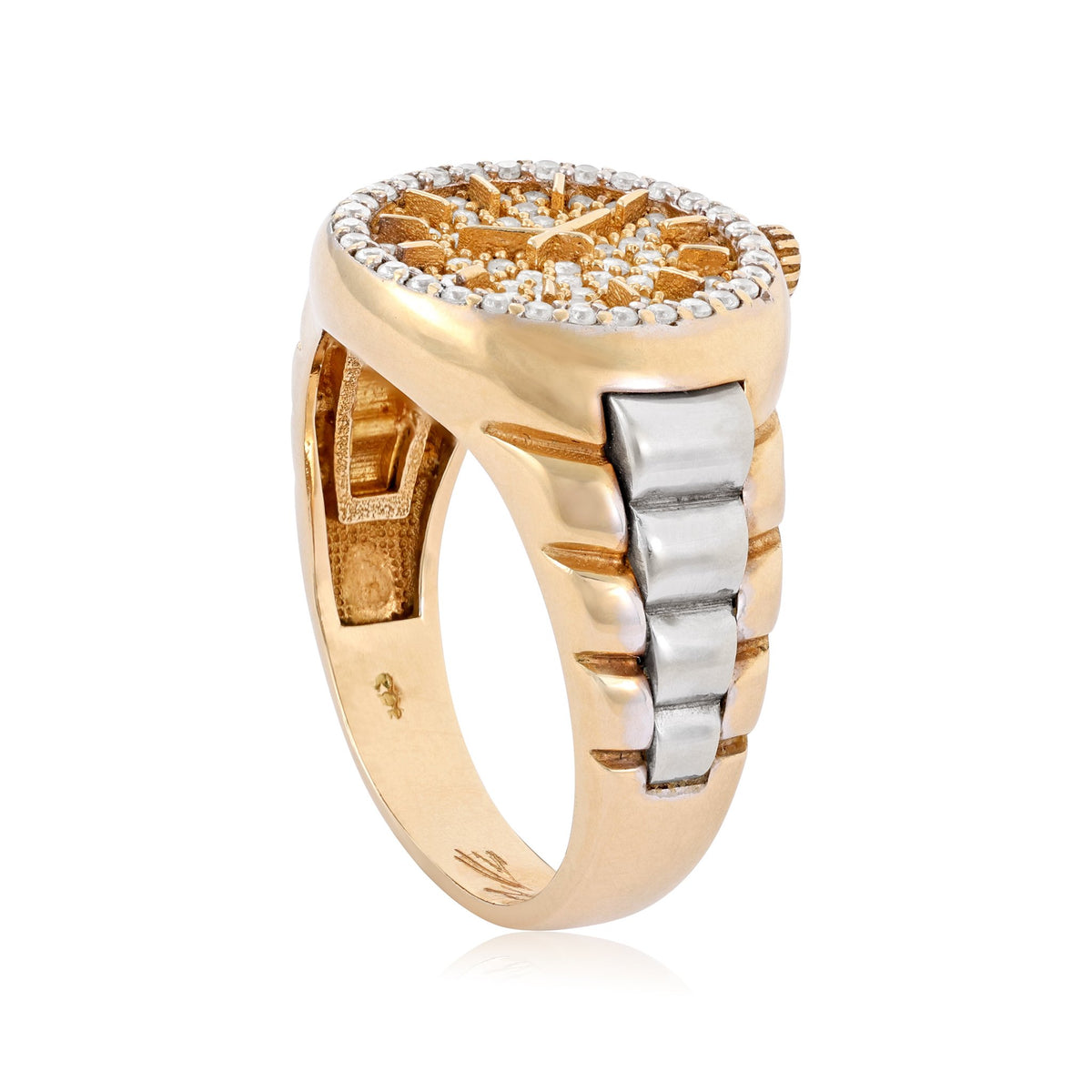 14ct Yellow Gold Pre-owned Watch ring with stones 02033636