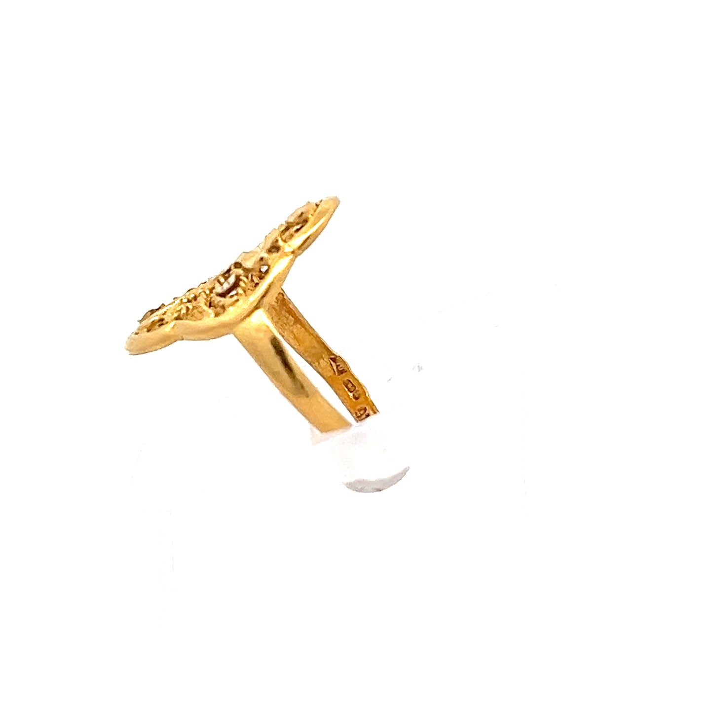22ct Gold Ornate Floral Filigree Ring with Starburst Details