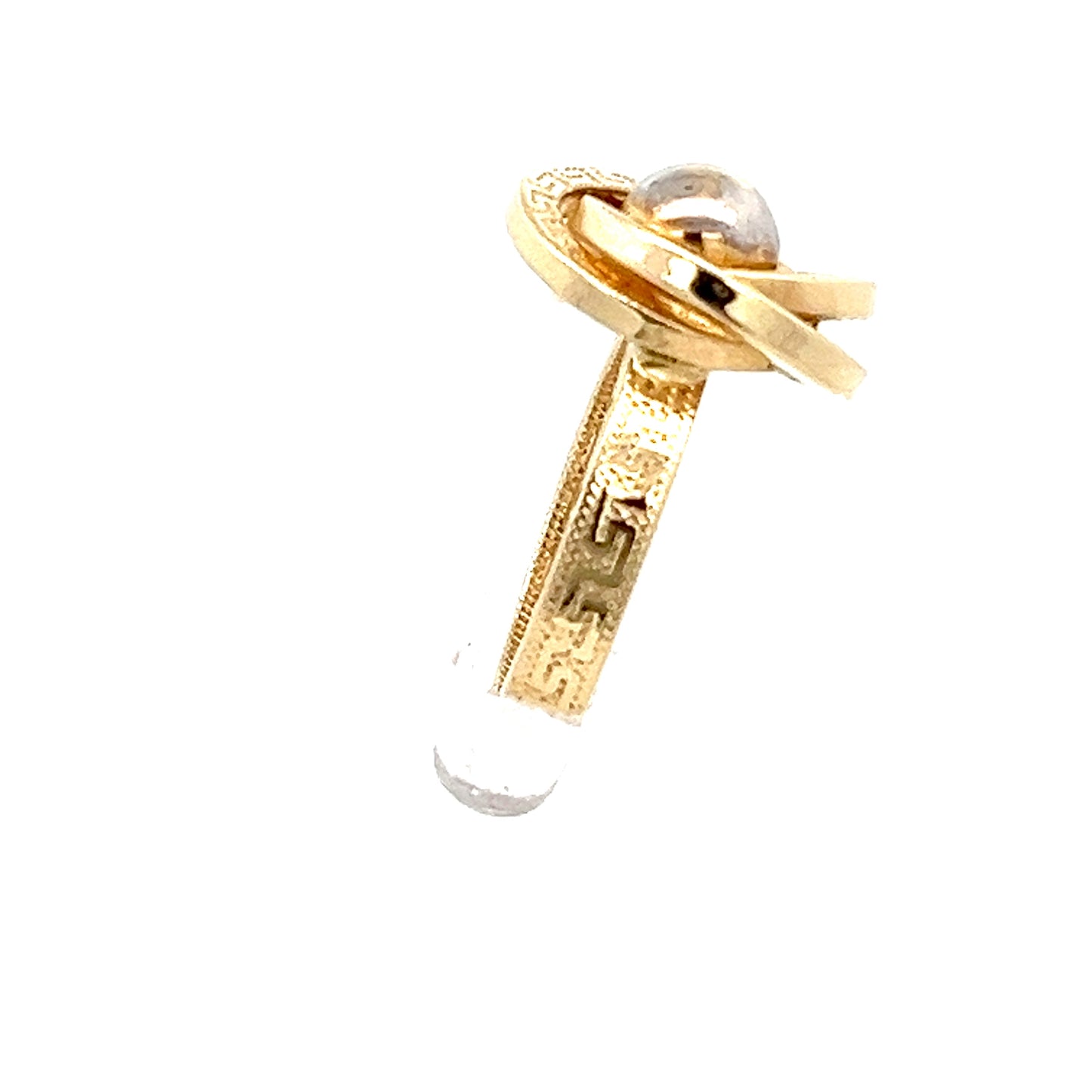 14ct Gold Scrollwork Ring with Central Clear Stone
