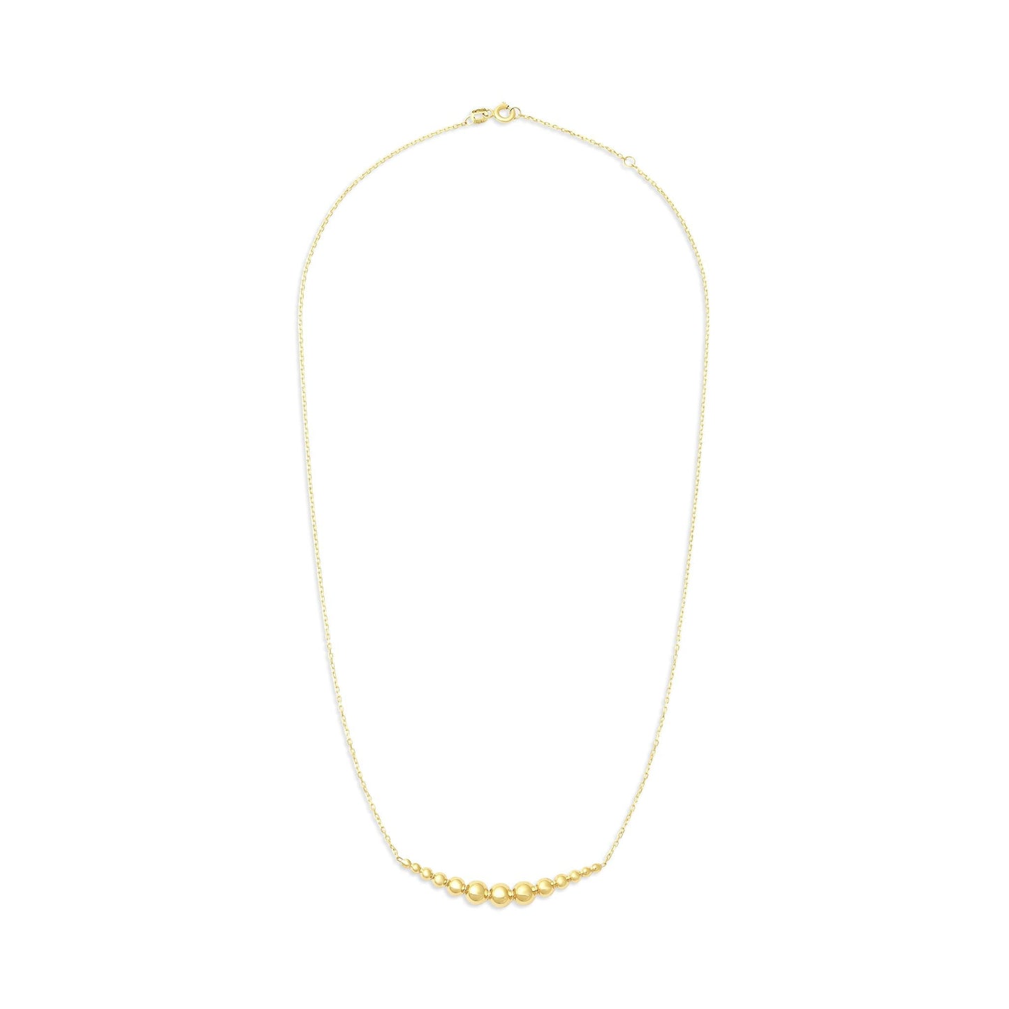 14ct Yellow Gold Beaded Horizontal Bar Necklace - FJewellery