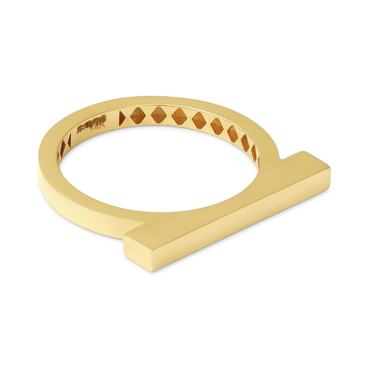 14ct Yellow Gold Horizontal Bar Ring - FJewellery