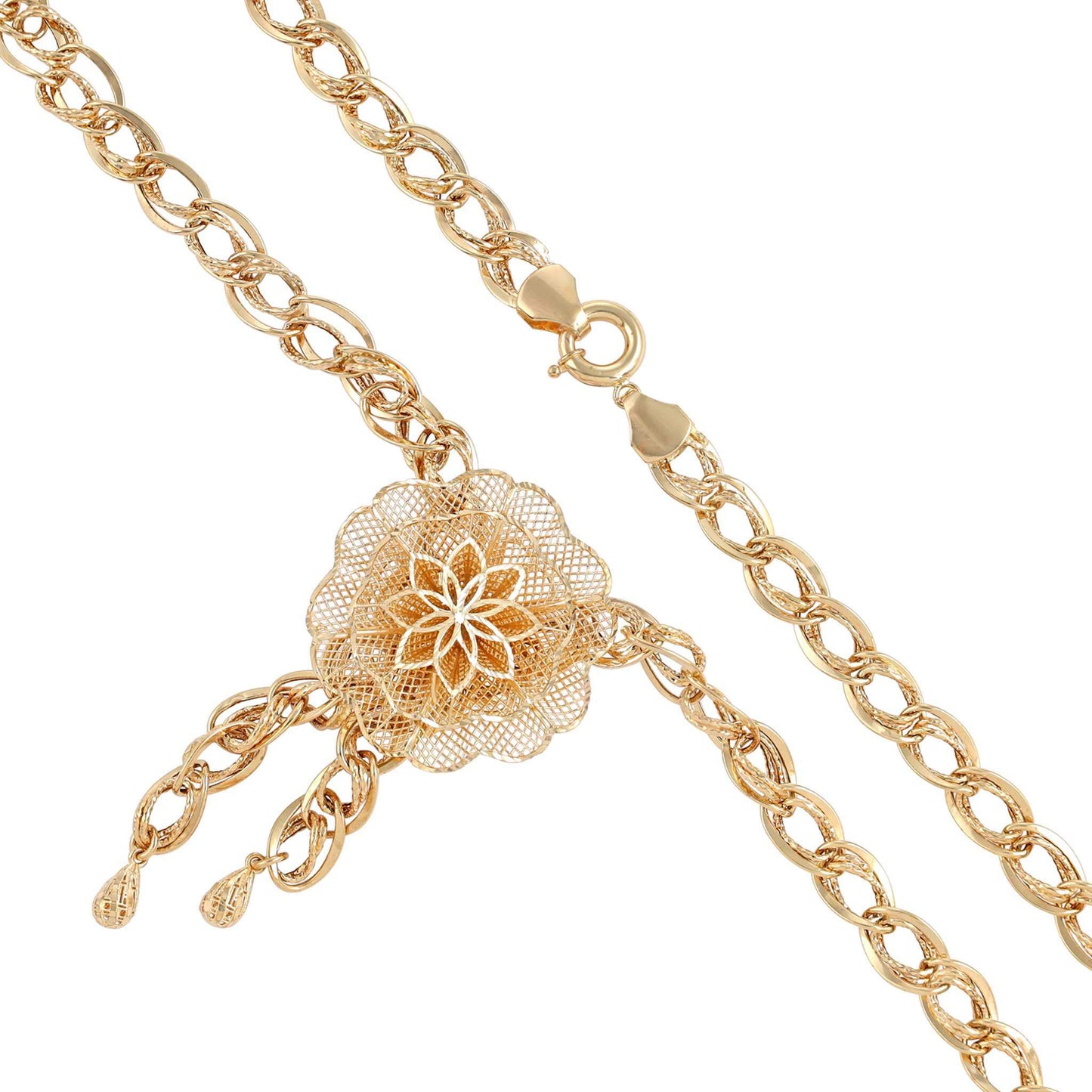 14ct Yellow Gold Pre - owned Necklace with Flower Pendant 02033685 - FJewellery