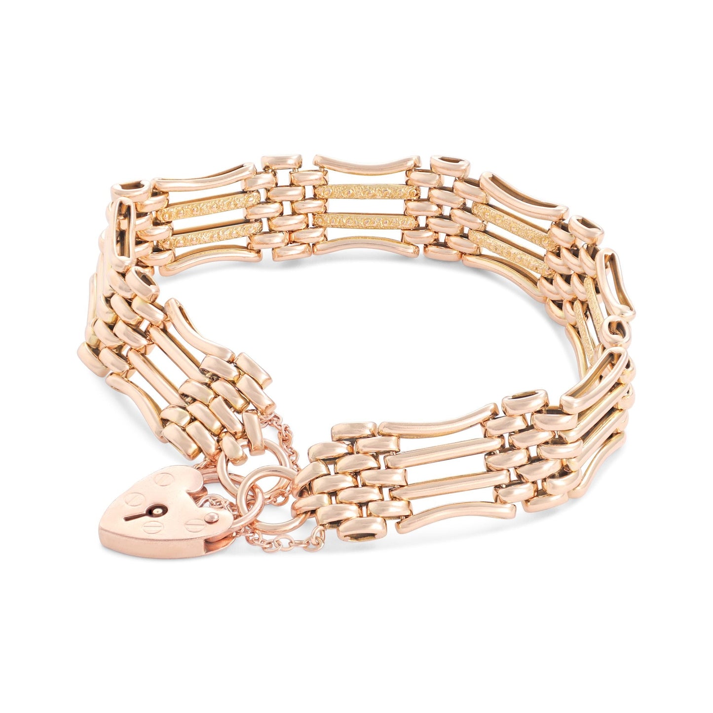 14ct Yellow & Rose Gold Pre - owned Victorian Gate Bracelet 07002291 - FJewellery