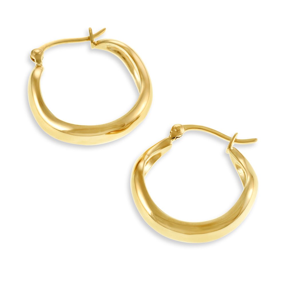 14k gold plated 1 micron wavy hoop earrings PER1002 - FJewellery