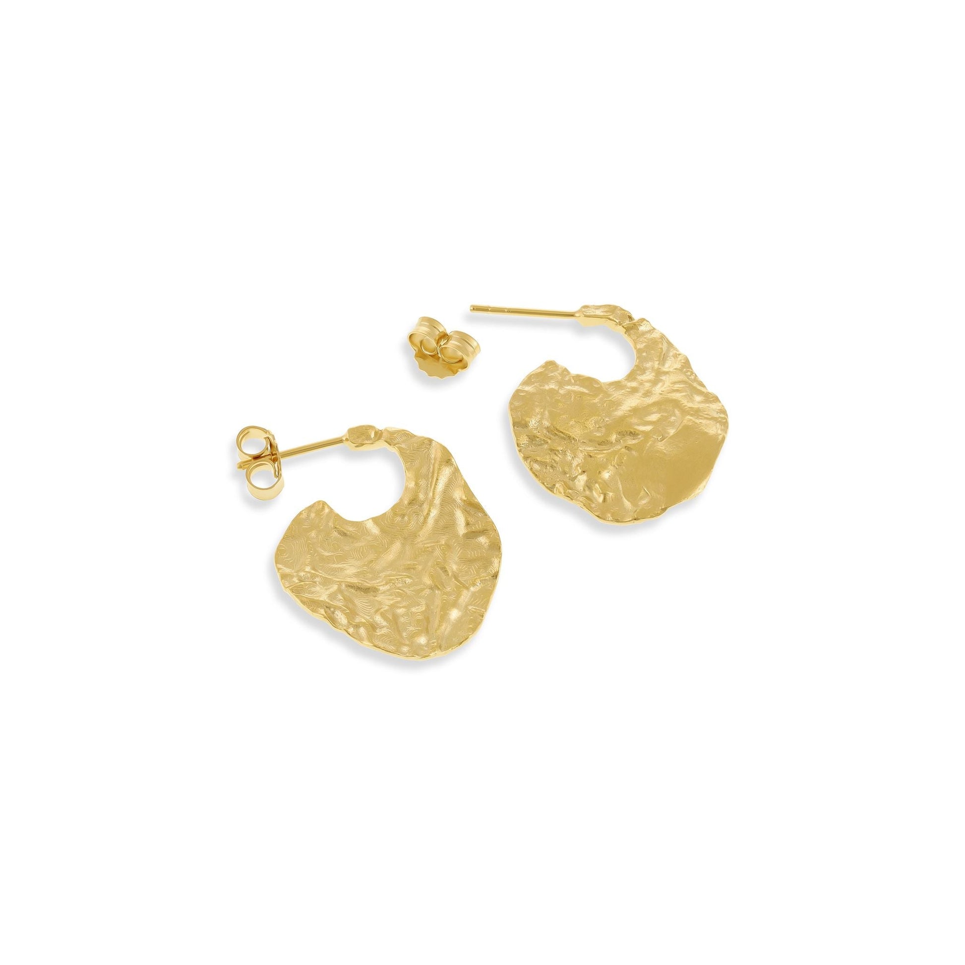18ct 1 micron gold plated sterling silver nugget earring PER3004 - FJewellery