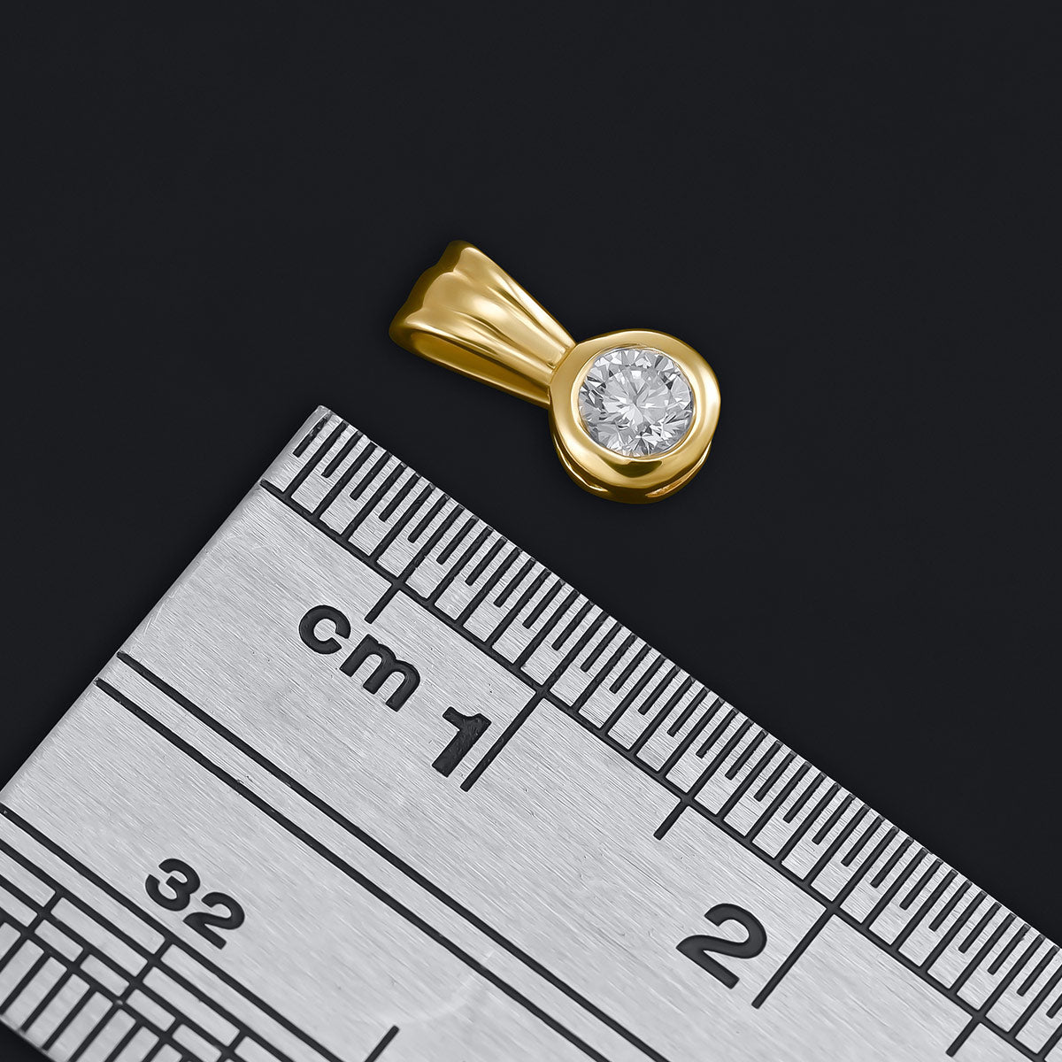 18ct Solid Yellow Gold 0.15ct Rubover Set Diamond Pendant 110292 - FJewellery