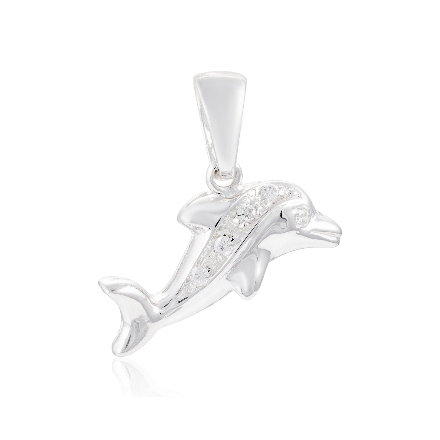 18ct white gold dolphin pendant 06003822 - FJewellery