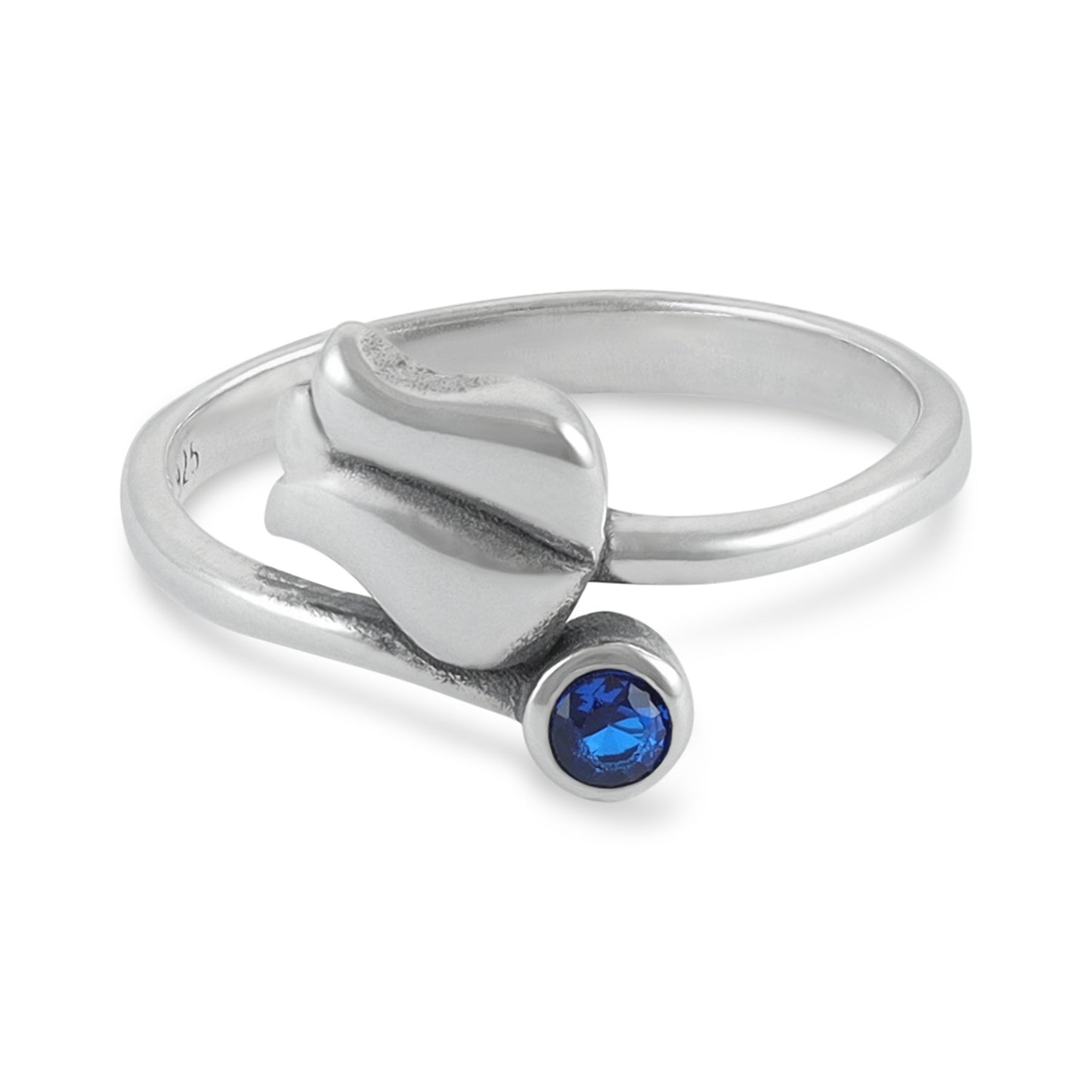 Sterling Silver Rose Blue Gemstone Ring