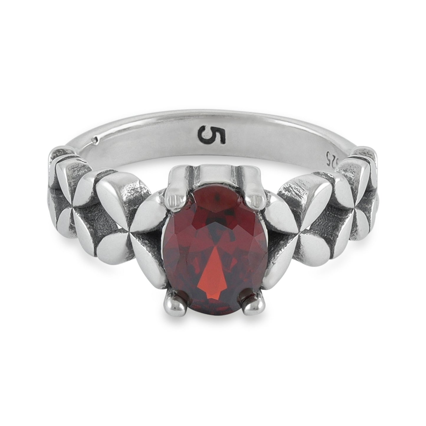 Sterling Silver Red Gemstone Ring