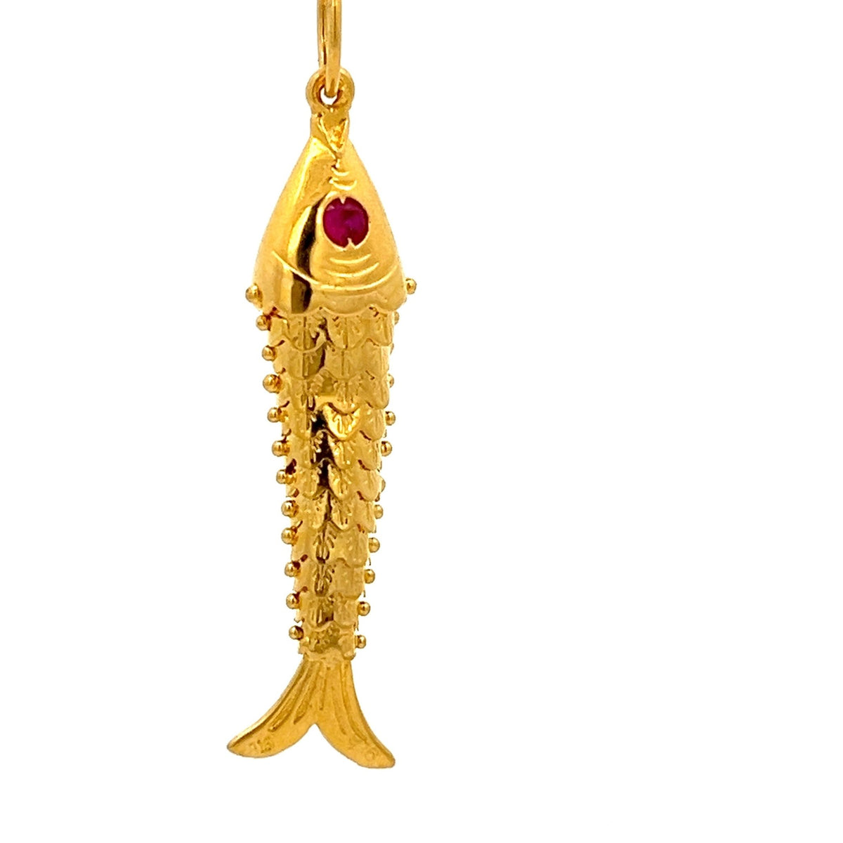 22ct Gold Fish Pendant with Coloured Stone Detail - FJewellery