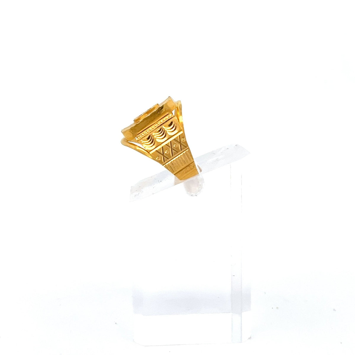22ct Gold Hexagonal Signet Ring with Raised Motif - FJewellery