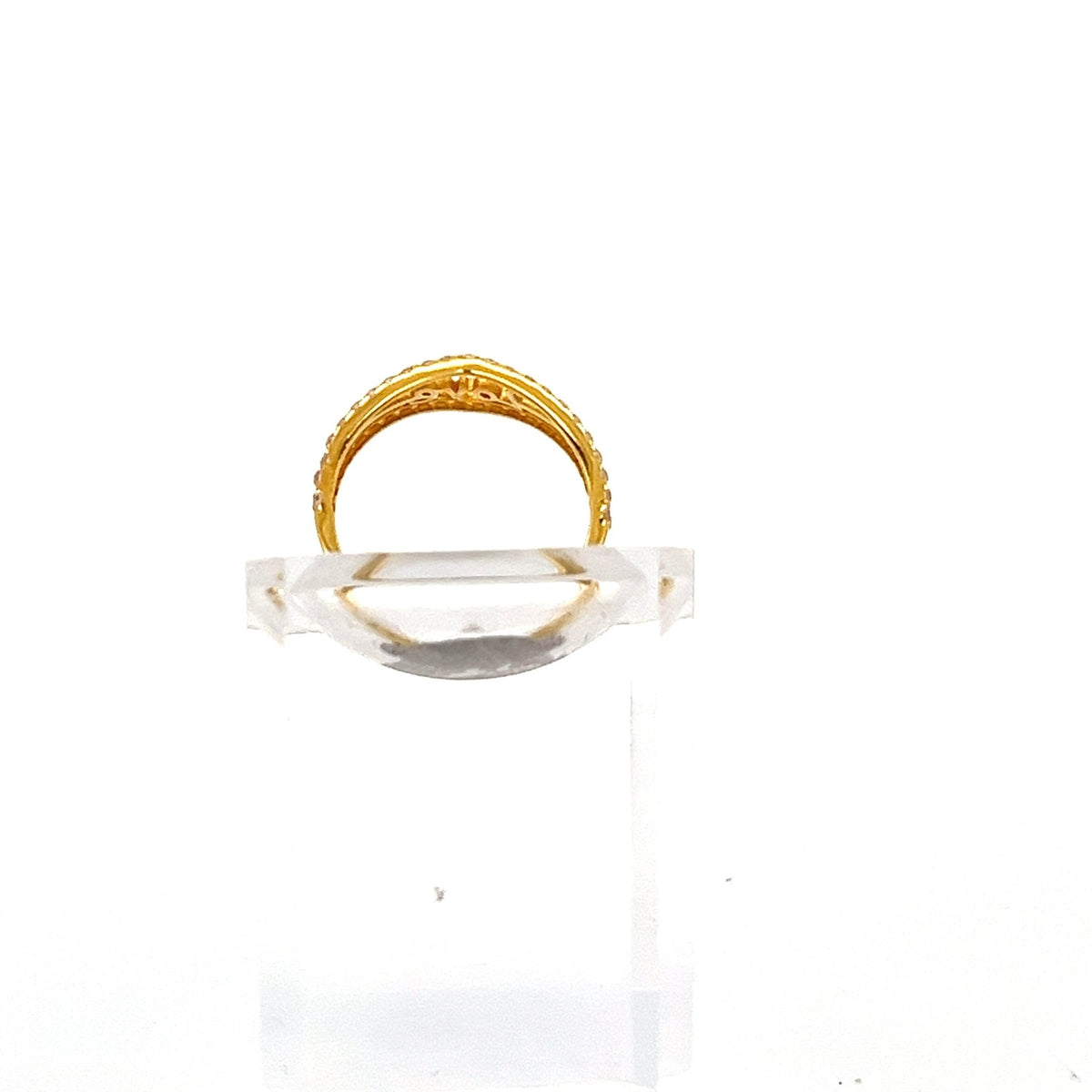 22ct Gold Love Motif Ring with Clear Stone Borders - FJewellery
