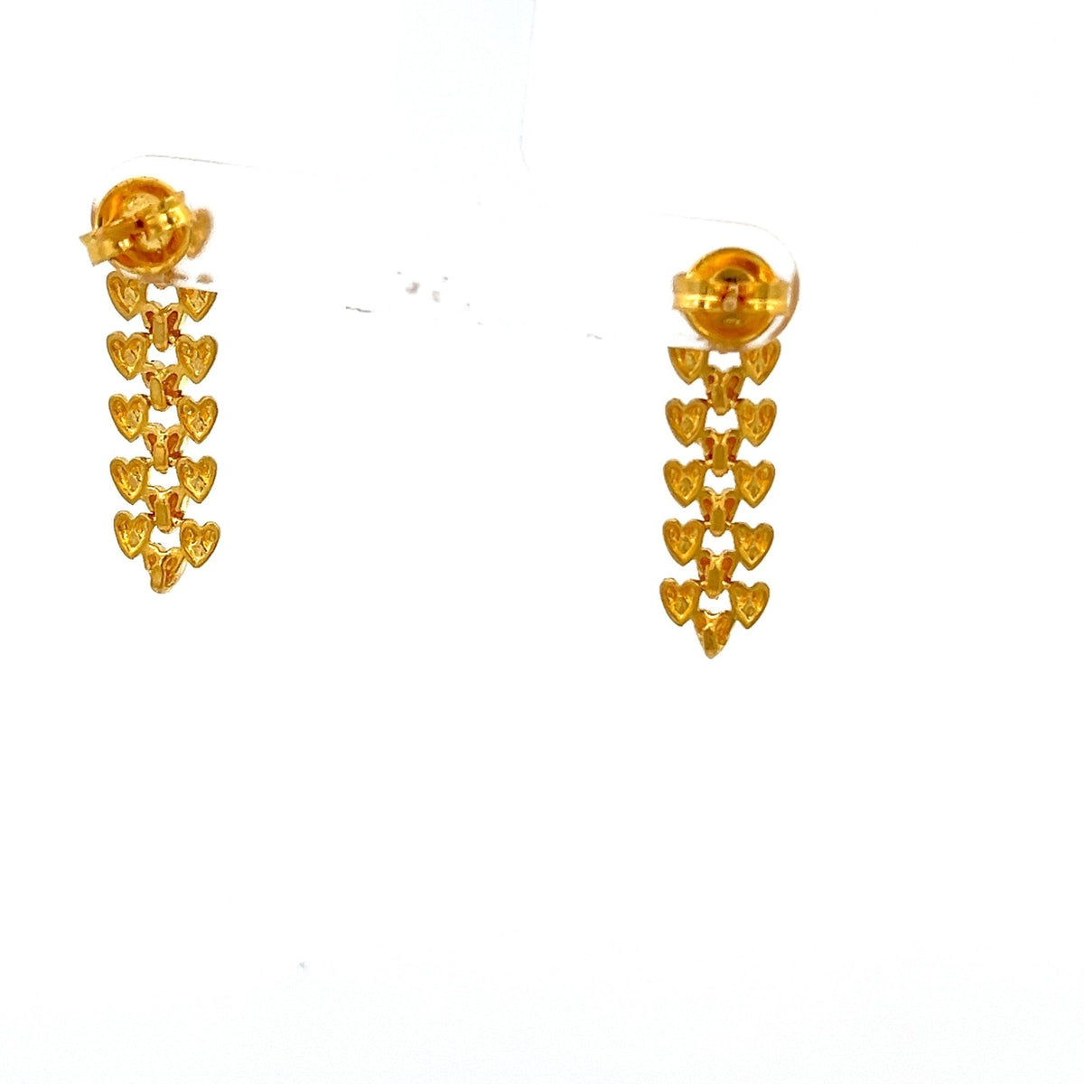 22ct Gold Textured Heart Drop Earrings - FJewellery