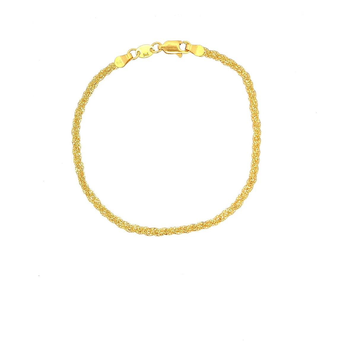 22ct Gold Textured Rope Chain Bracelet - FJewellery