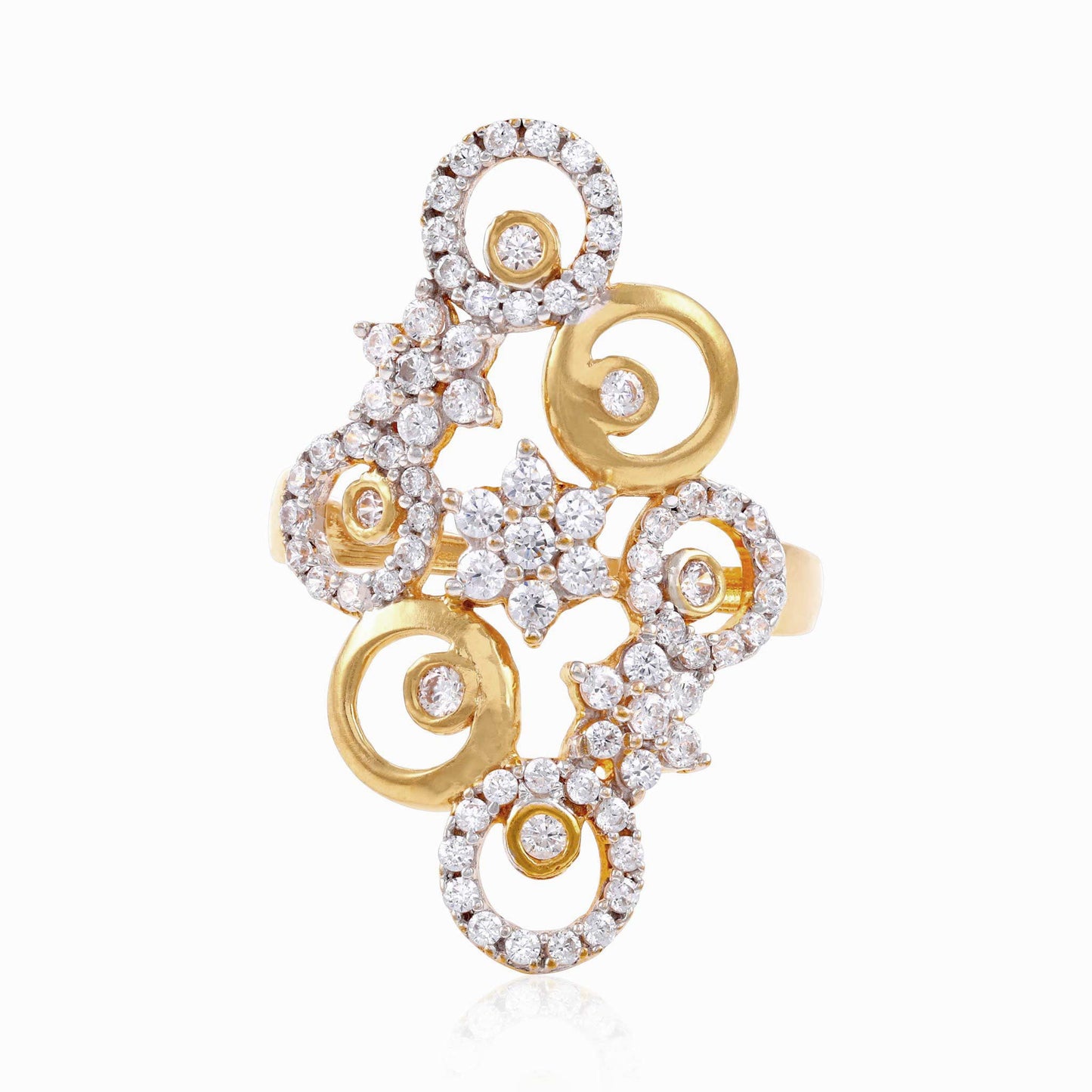 22ct yellow gold cocktail ring with stones 11000234 - FJewellery