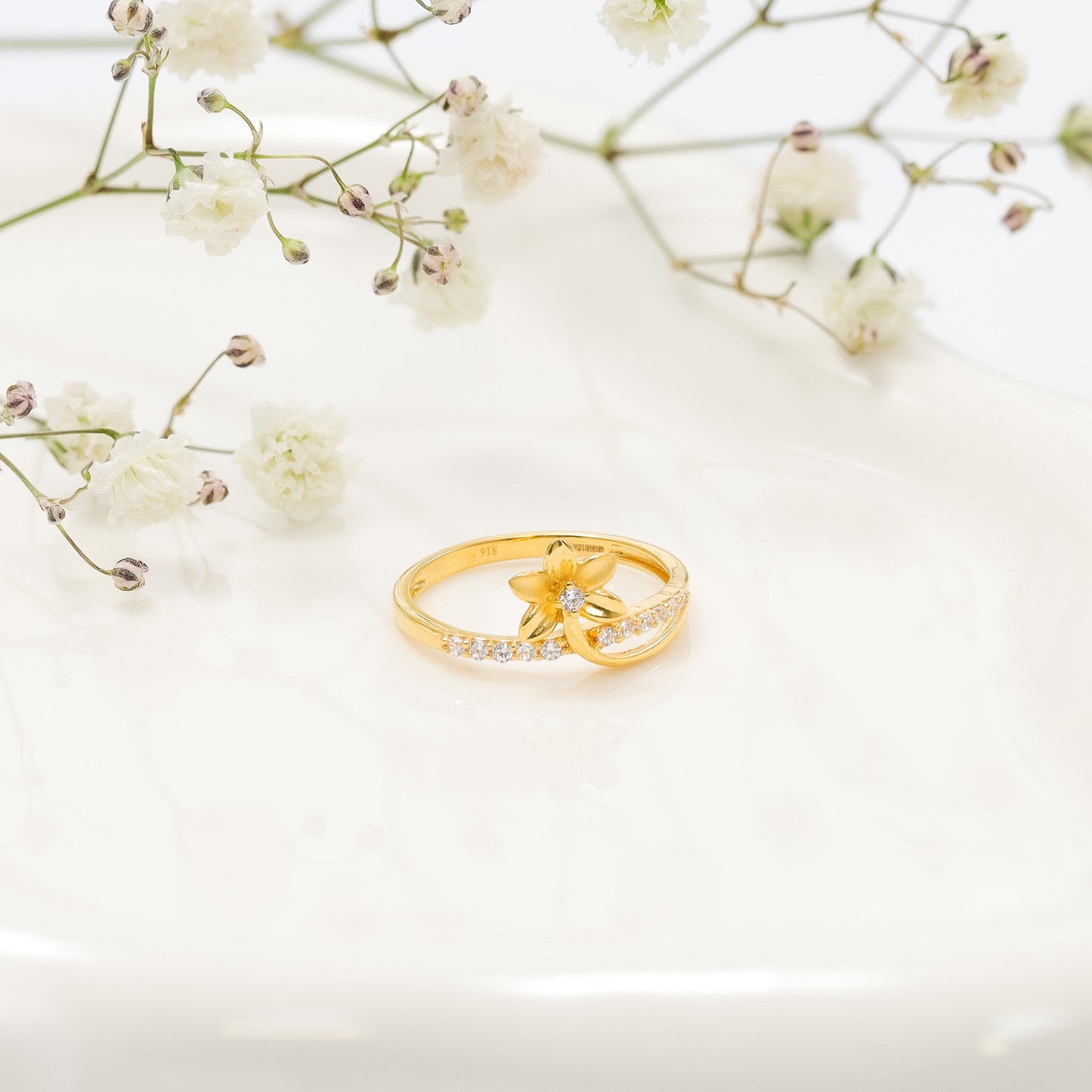 22ct Yellow Gold Flower Ring BF1224-RN139 - FJewellery
