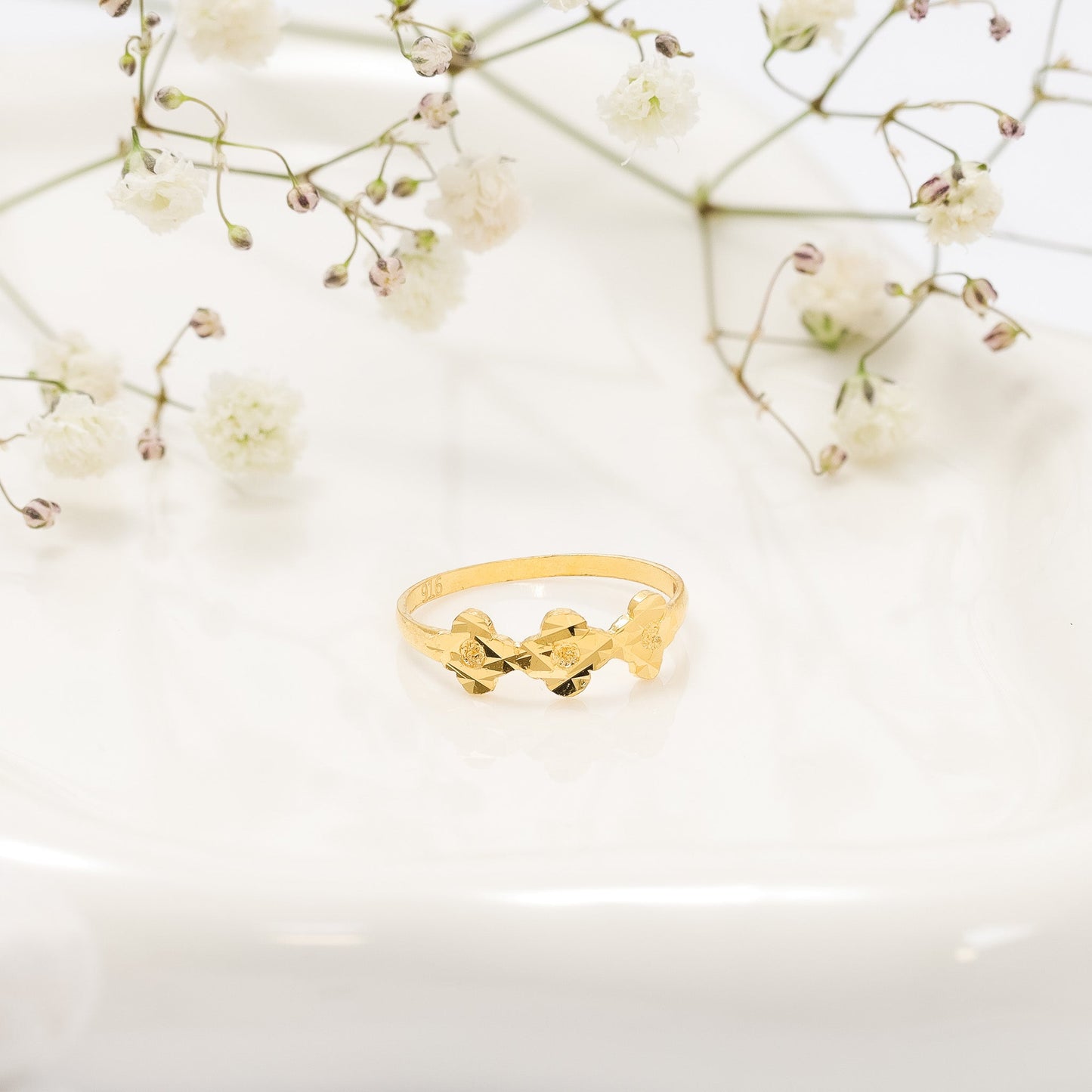 22ct Yellow Gold Small Unique Design Ring BF1224-RN61 - FJewellery