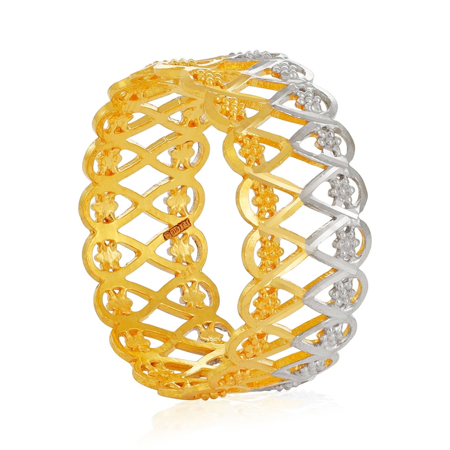 22ct Yellow Gold Tri Colour Unique Design Ring BF1224-RN32 - FJewellery