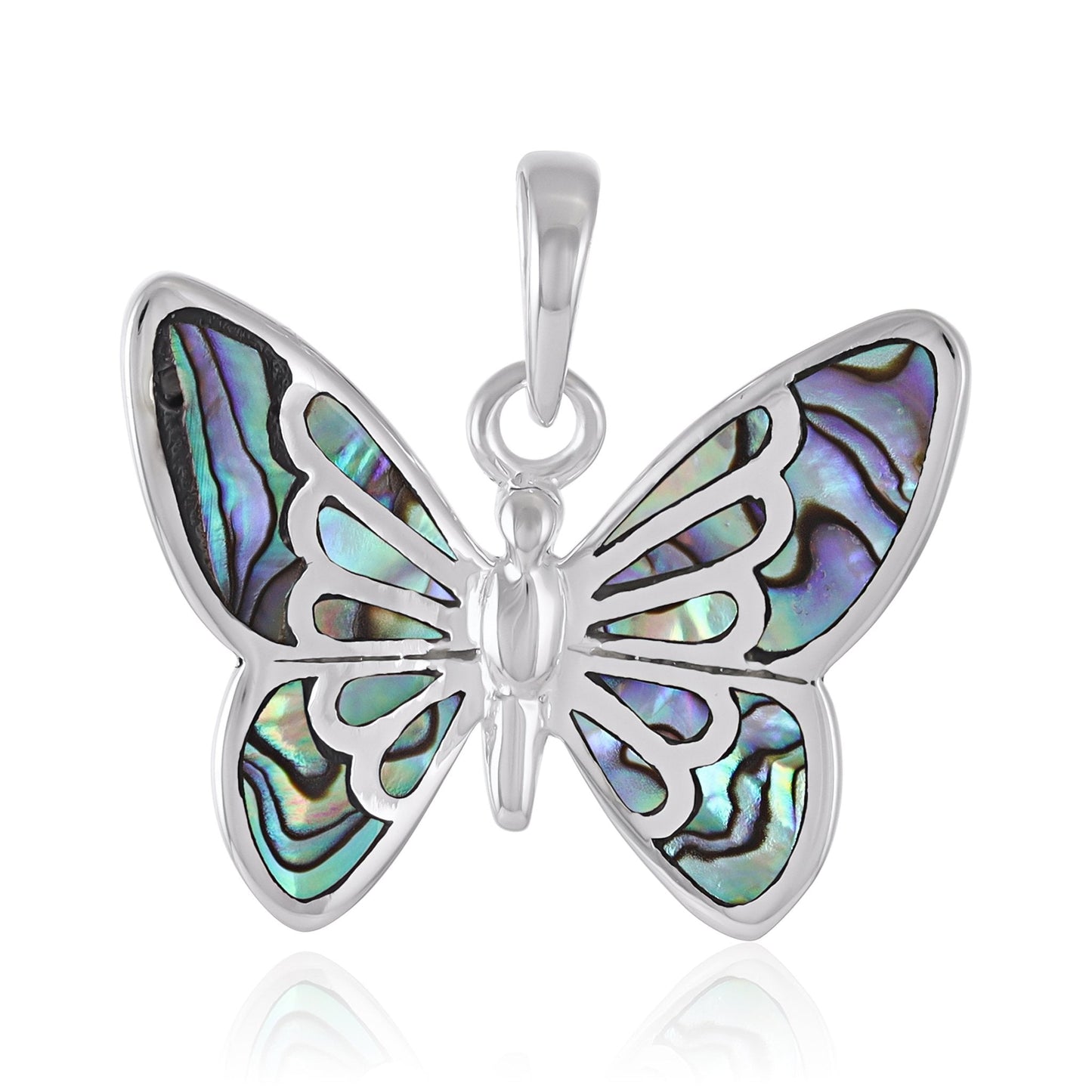925 Sterling Silver Abalone Shell Butterfly Pendant
