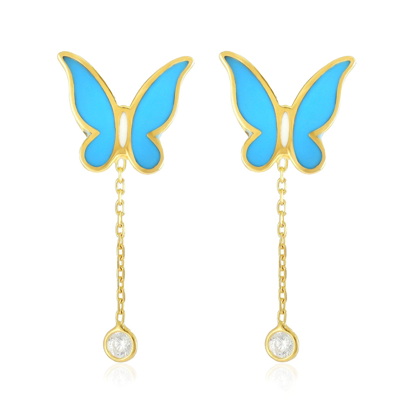 925 sterling silver blue butterfly earrings PER8006 - B - FJewellery