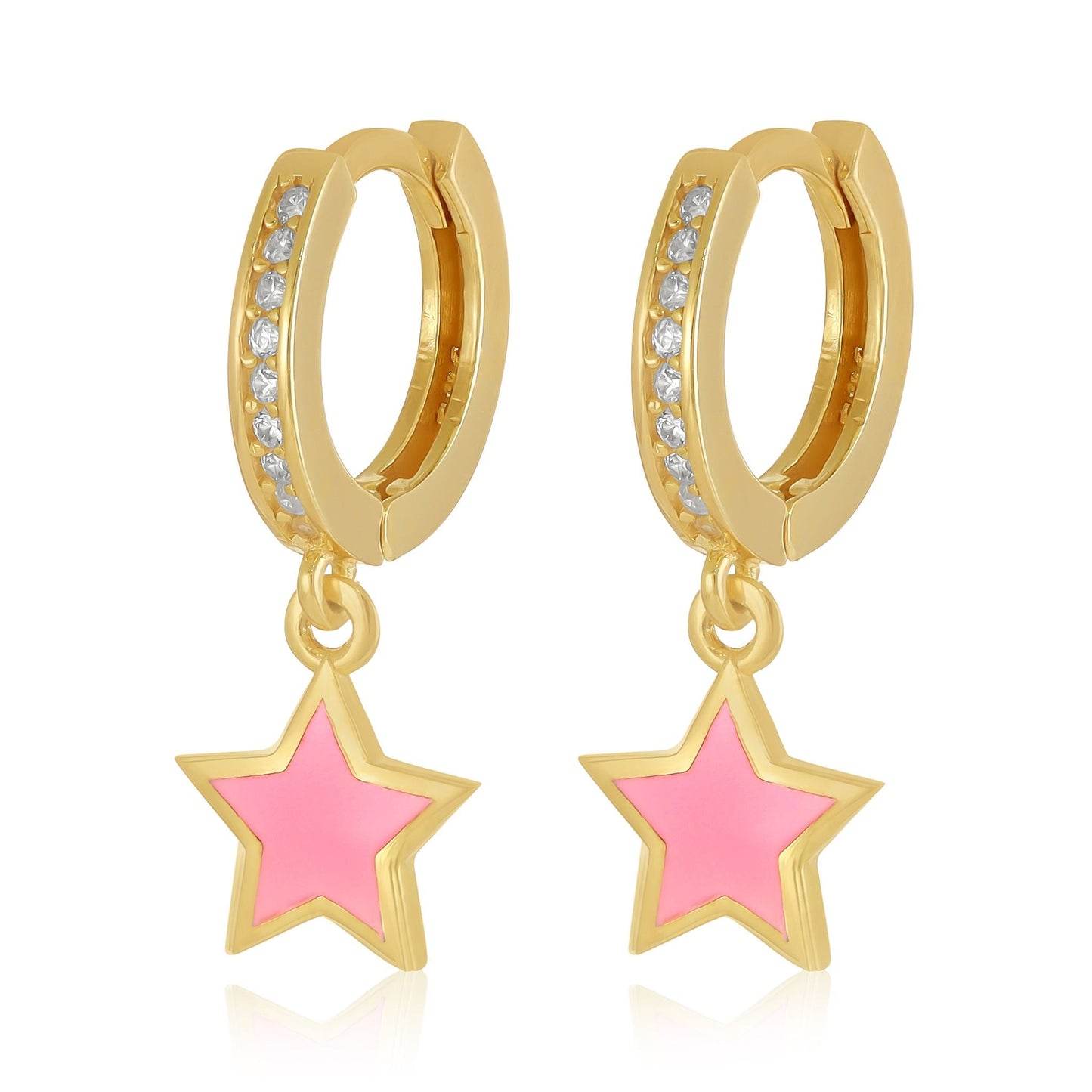 925 sterling silver pink star earrings PER8001 - P - FJewellery