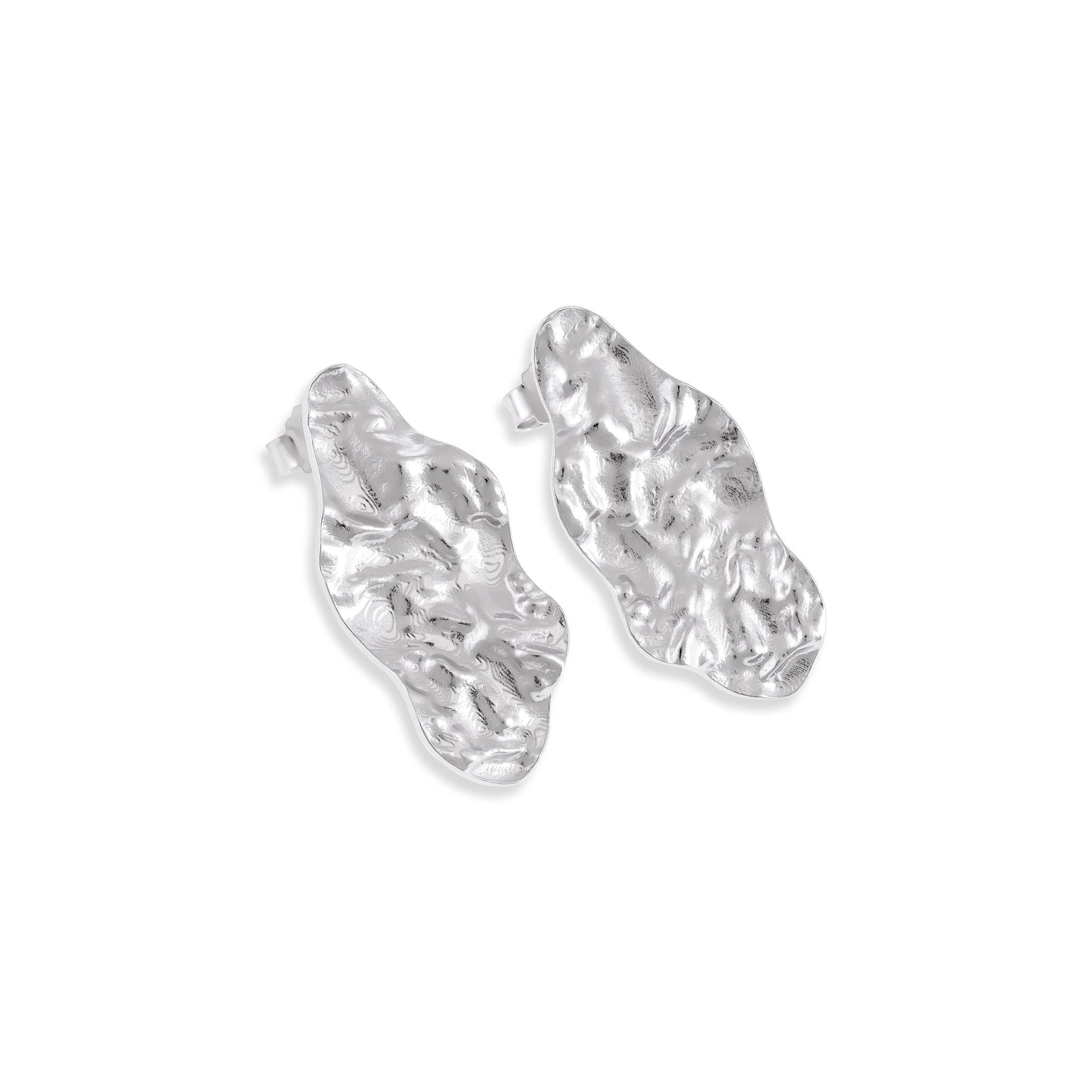 925 sterling silver rhodium plated long nugget earrings SER3002 - FJewellery