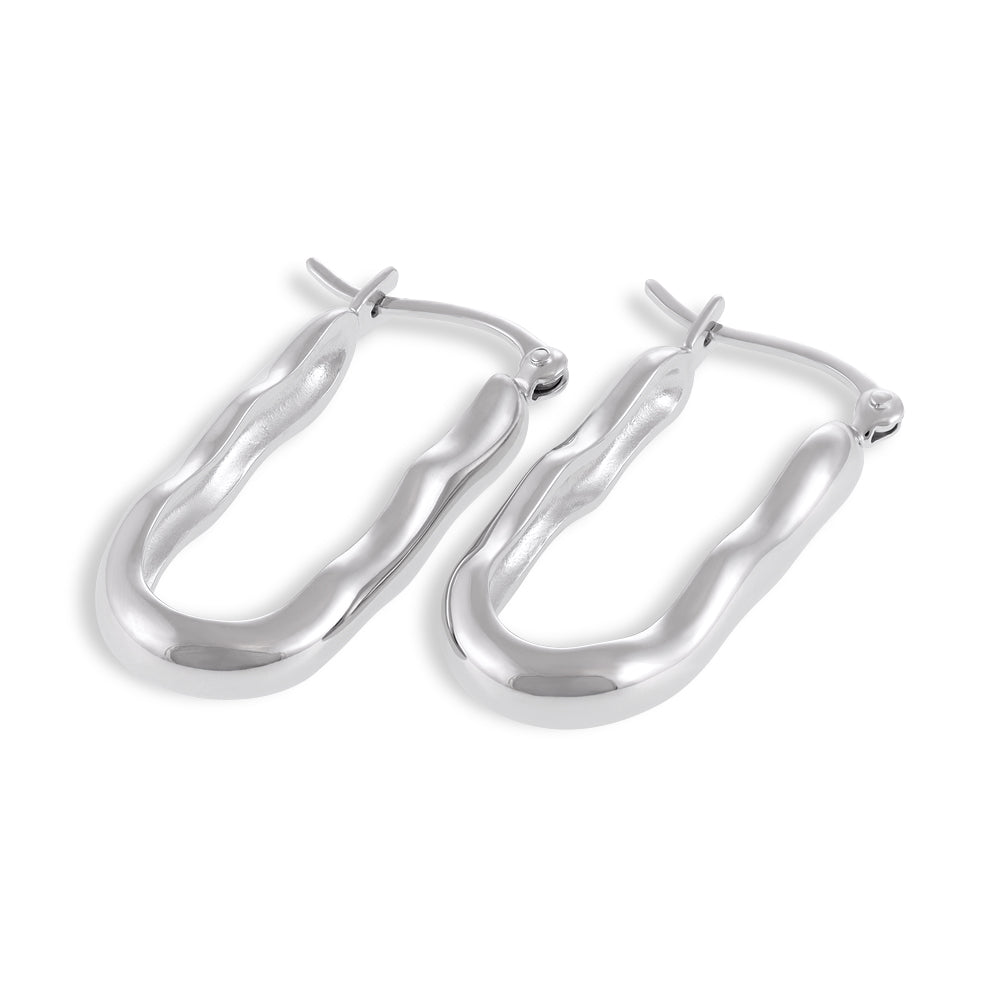 925 Sterling Silver Rhodium plated twisted hoop Earrings SER1003 - FJewellery