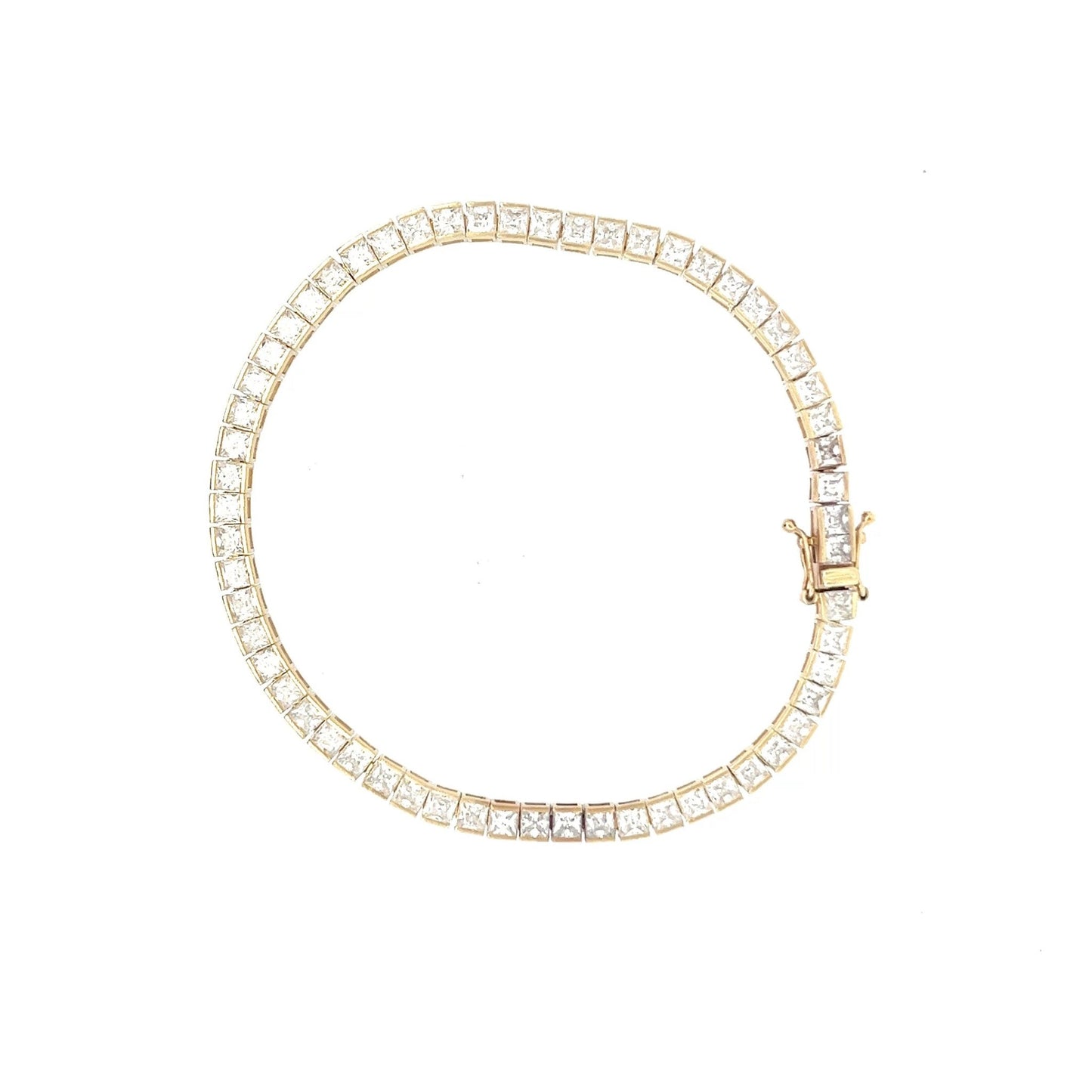 9ct Gold Stone-Set Square Link Bracelet - FJewellery