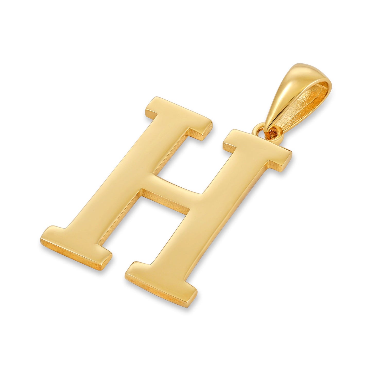 9ct Solid Gold Initial Pendant Letter H - 32mm PD60001 - 9Y - H - FJewellery