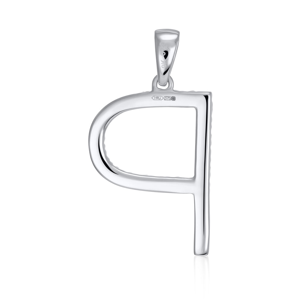 9ct Solid White Gold 0.20ct Diamond P Initial Pendant 110461 - FJewellery