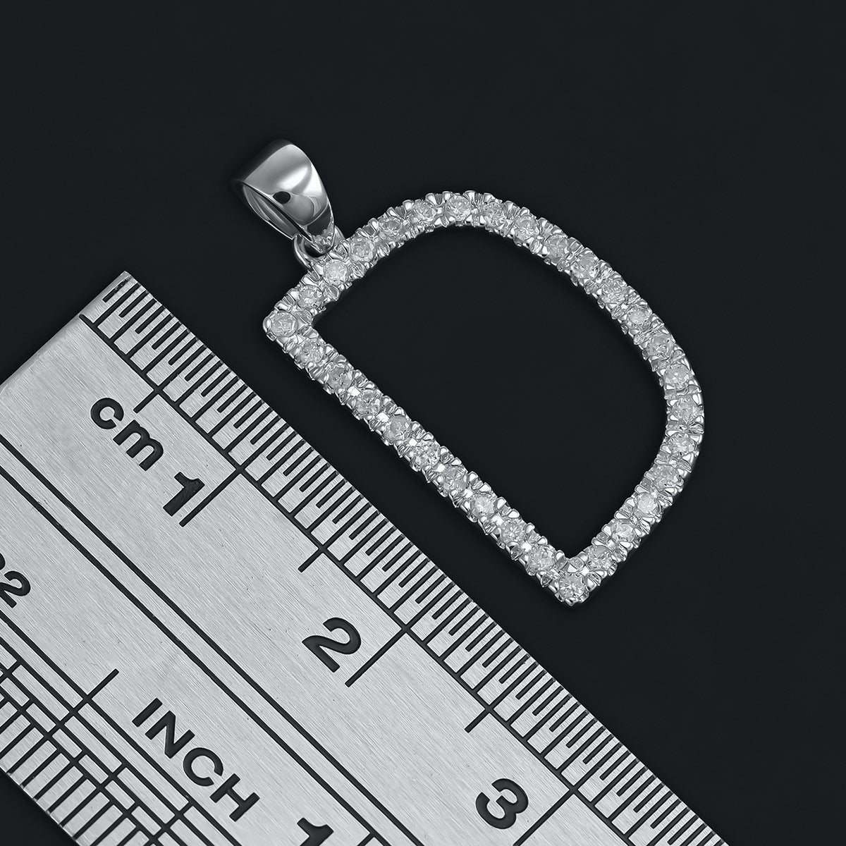 9ct Solid White Gold 0.21ct Diamond D Initial Pendant 110450 - FJewellery