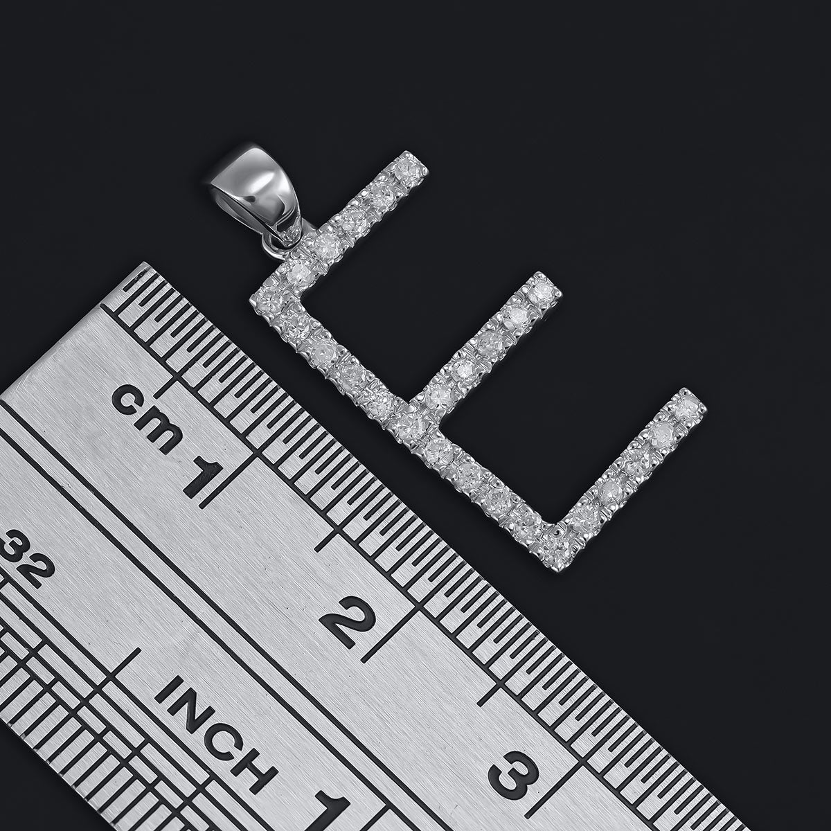 9ct Solid White Gold 0.21ct Diamond E Initial Pendant 110451 - FJewellery