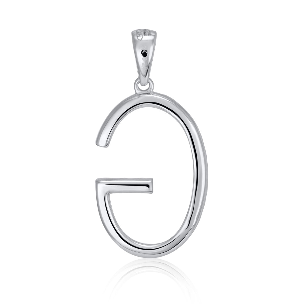 9ct Solid White Gold 0.22ct Diamond G Initial Pendant 110453 - FJewellery