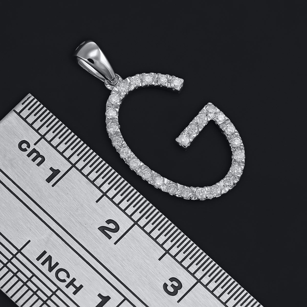 9ct Solid White Gold 0.22ct Diamond G Initial Pendant 110453 - FJewellery