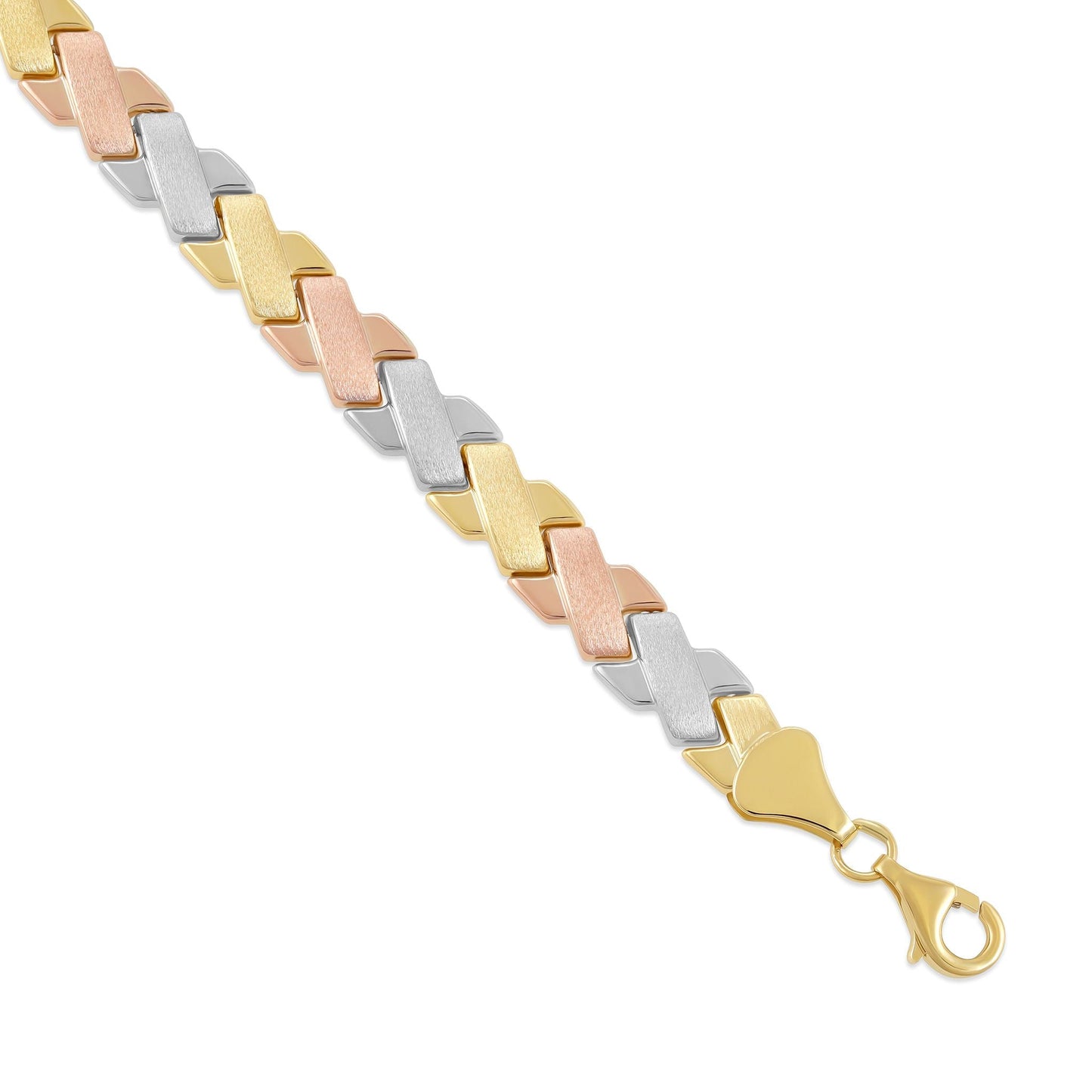9ct Tri Colour Gold Fancy Design Bracelet - FJewellery