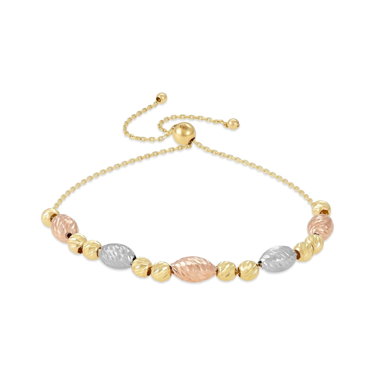 9ct Tri Colour Gold Moon Cut Charm Bracelet - FJewellery