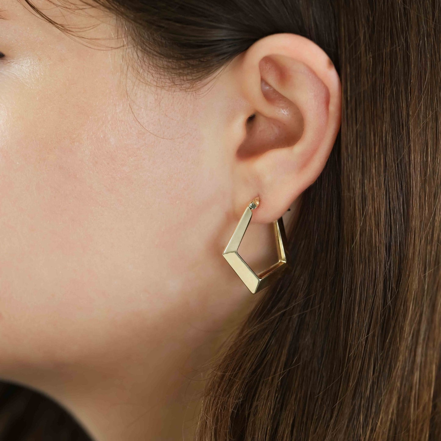 9ct Yellow Gold Angular Hoop Earrings - FJewellery