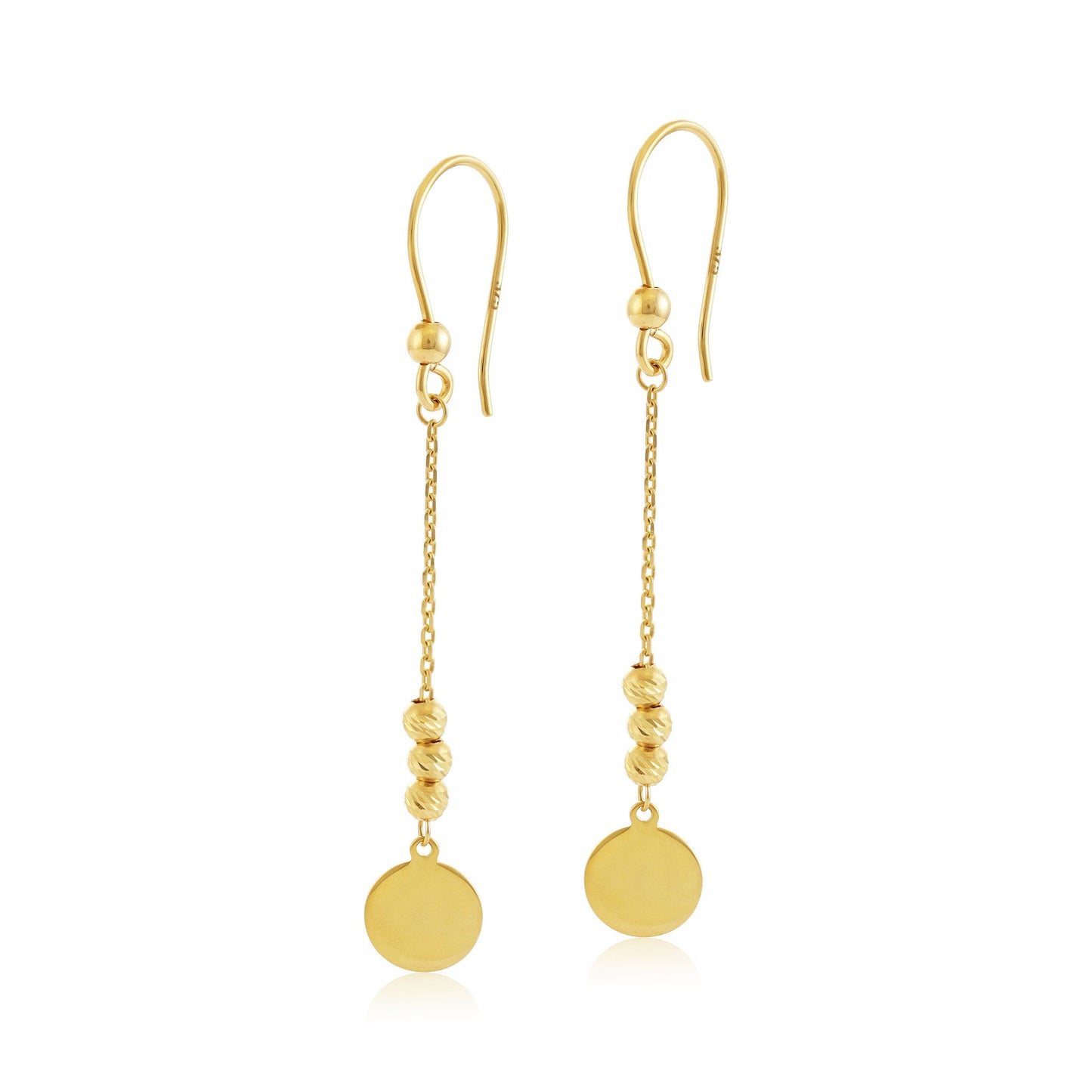 9ct Yellow Gold Beaded Drop Earrings - FJewellery