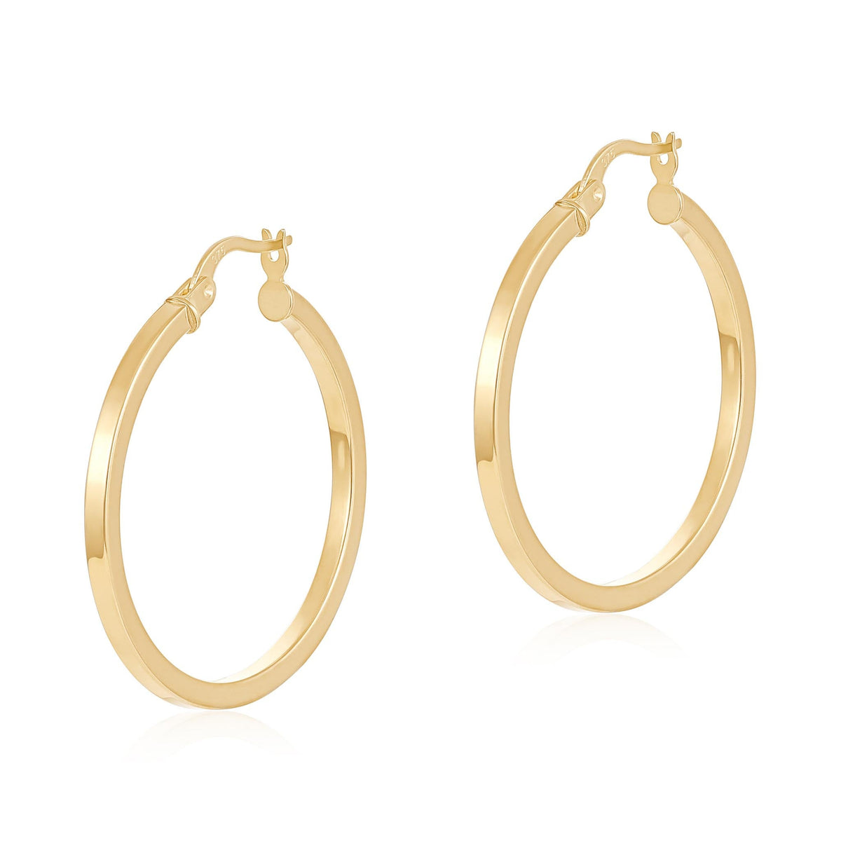 9ct Yellow Gold Hoop Earrings - 30mm - FJewellery