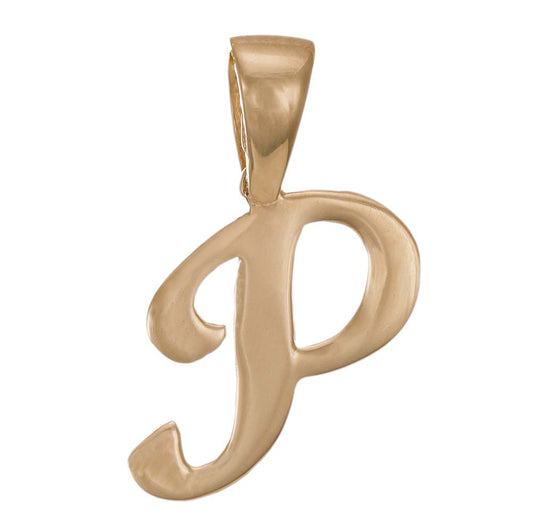9ct Yellow Gold Initial Pendant Letter P - 17mm - FJewellery