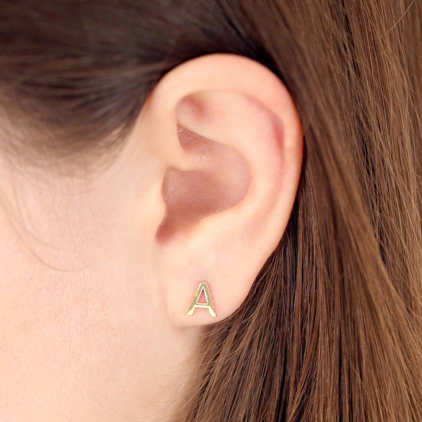 9ct Yellow Gold Initial Stud Earrings - Letter A - FJewellery