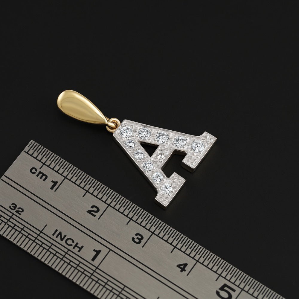 9ct Yellow Gold Large Cubic zirconia Initial Pendant A DSHINCZ-A - FJewellery