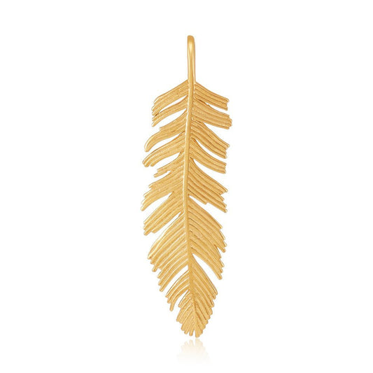 9ct Yellow Gold Large Leaf Pendant - FJewellery