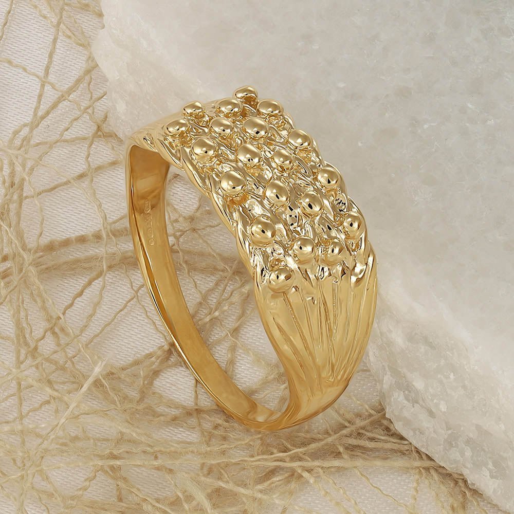 9ct Yellow Gold Light Weight 4 Row Keeper Ring 111037 - FJewellery
