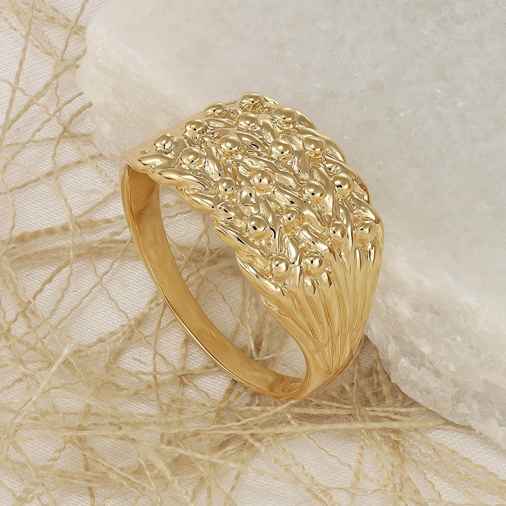 9ct Yellow Gold Light Weight 4 Row Keeper Ring 111038 - FJewellery