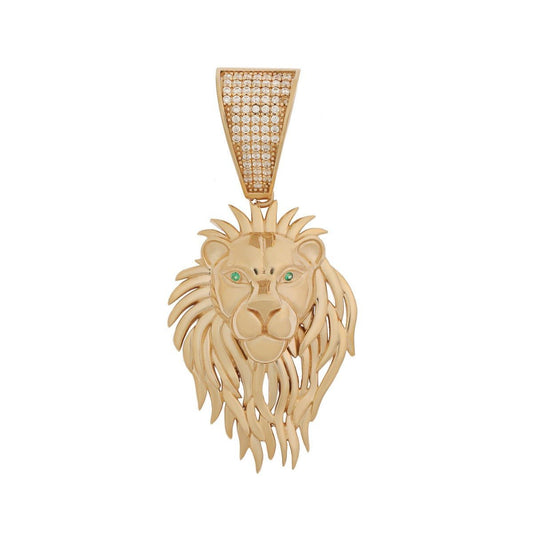 9ct Yellow Gold Lion Pendant 53mm - FJewellery