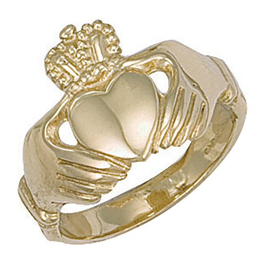 9ct Yellow Gold Medium Size Claddagh Ring - FJewellery