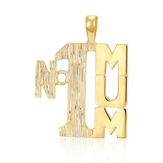 9ct Yellow Gold No:1 Mum Fancy Pendant - FJewellery
