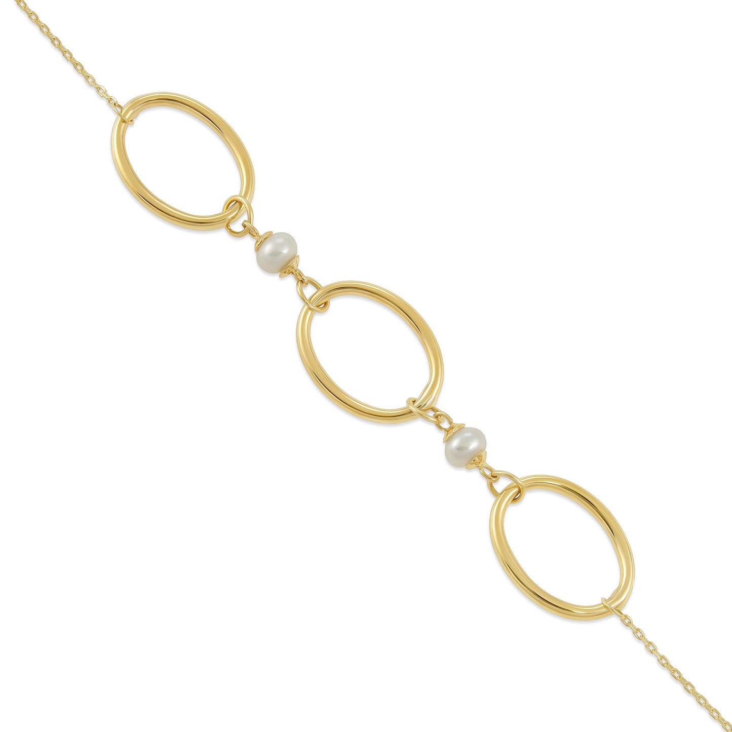 9ct Yellow Gold Pearl Design Bracelet - FJewellery